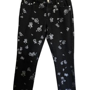 Michael Kors Black Floral Straight Leg Jeans